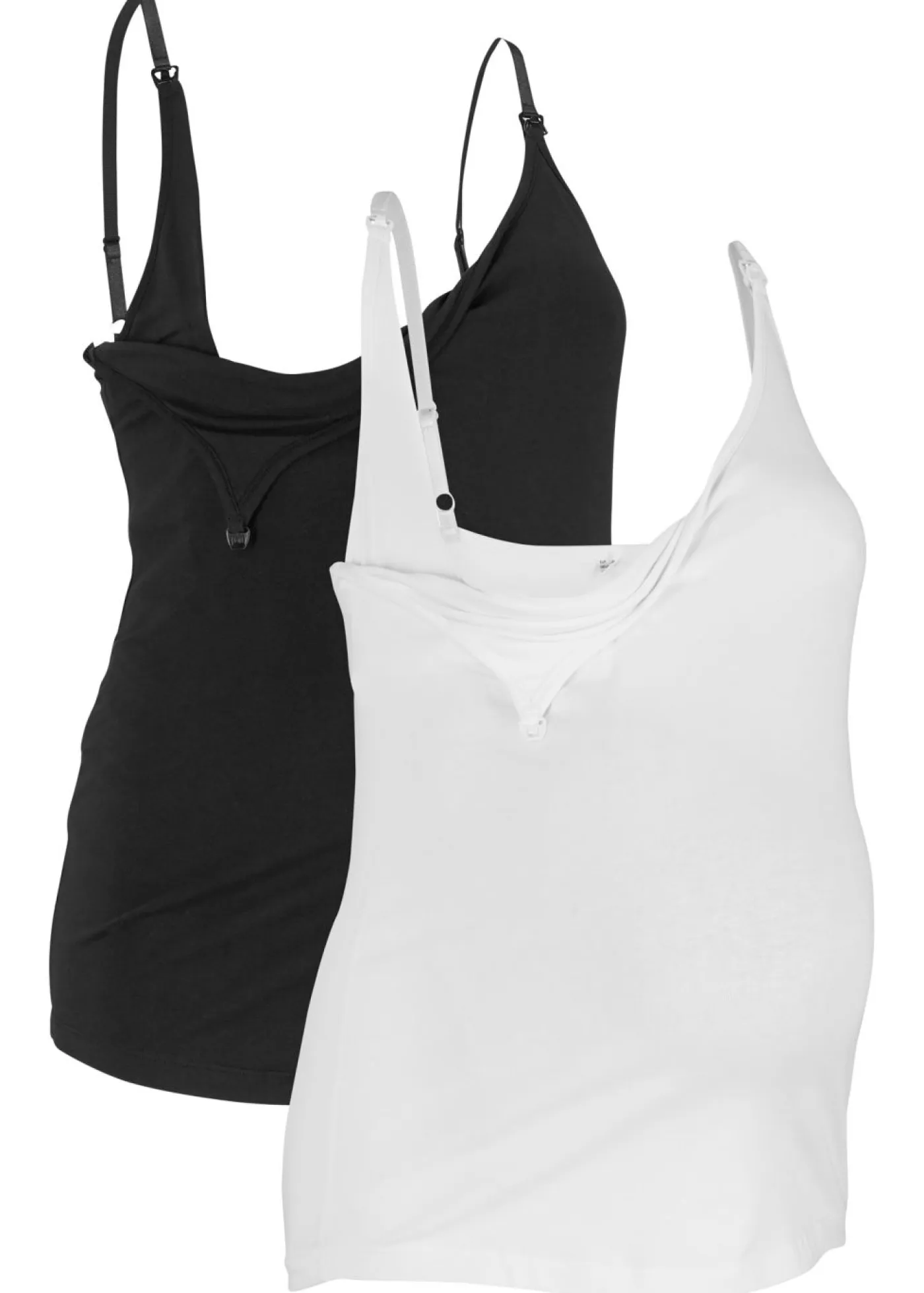 bonprix bonprix Premamá>Top premamá/de lactancia de algodón orgánico (2 unidades) Negro-blanco