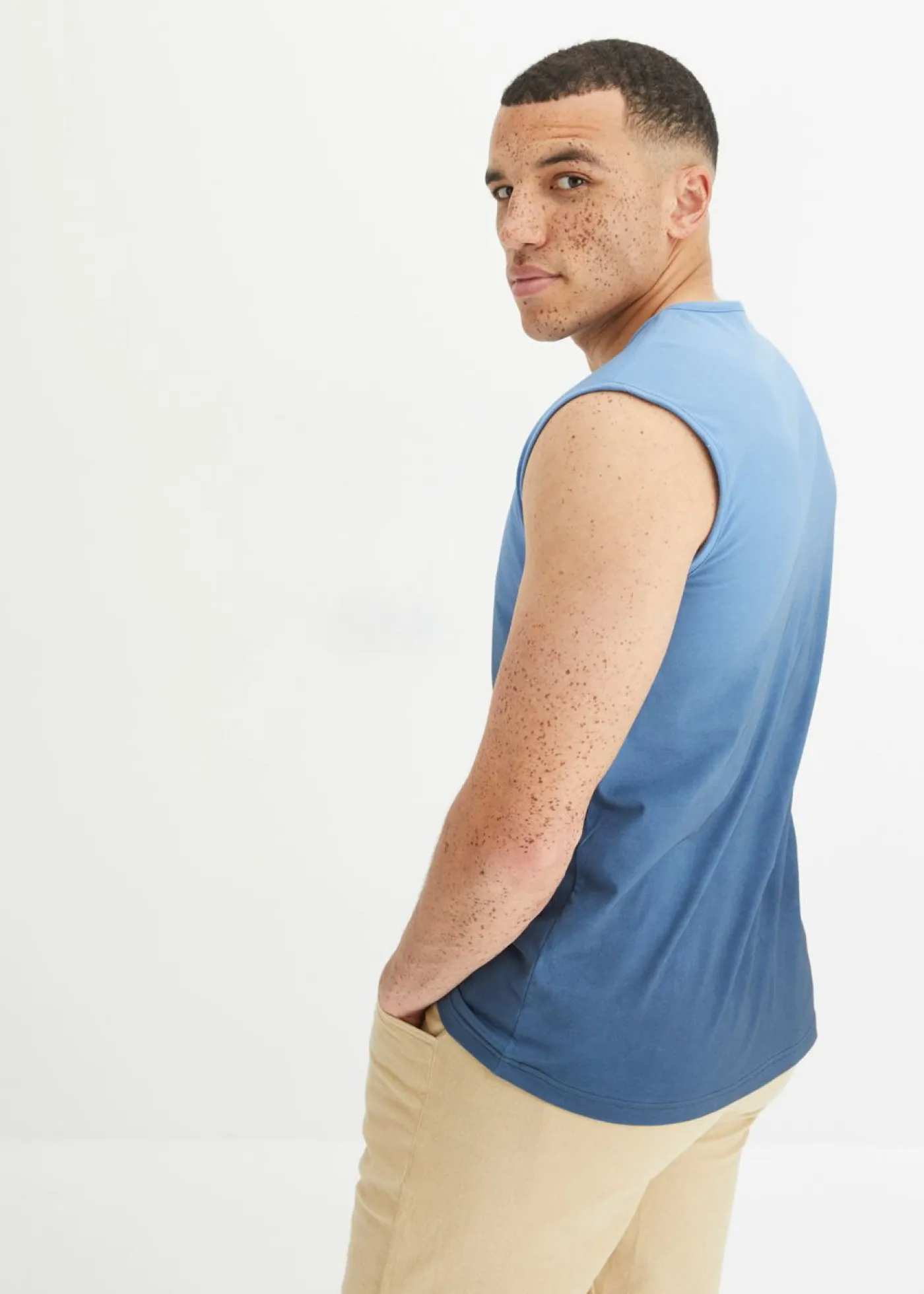 bonprix bonprix Camisetas Y Polos>Top sin mangas de algodón orgánico puro azul marino-azul cristal