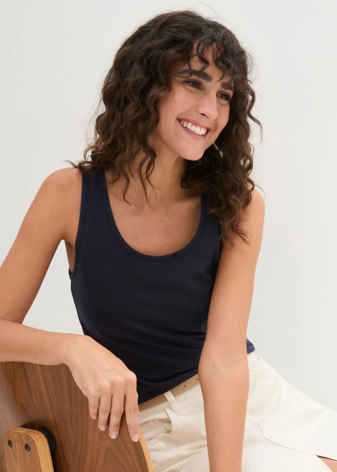 bonprix bonprix Camisetas Interiores|Básicos>Top sin mangas elástico (2 unidades) Azul marino + fucsia