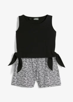 bonprix bonprix Ropa 9 A 16 Años·Camisetas Y Camisas|Ropa 9 A 16 Años·Shorts>Top y pantalón corto (2 piezas) Negro-blanco