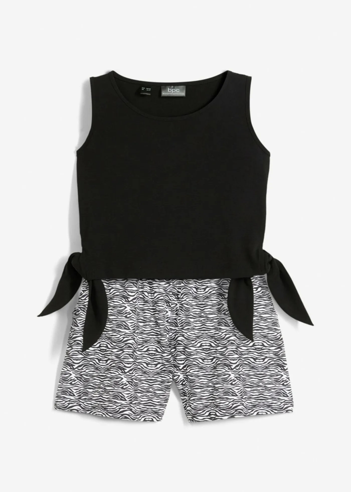 bonprix bonprix Ropa 9 A 16 Años·Camisetas Y Camisas|Ropa 9 A 16 Años·Shorts>Top y pantalón corto (2 piezas) Negro-blanco