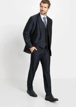 Hombre bonprix bonprix Traje con chaleco y corbata (4 piezas) con corte regular