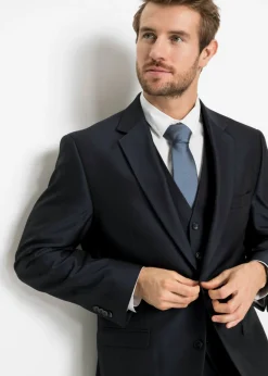 Hombre bonprix bonprix Traje con chaleco y corbata (4 piezas) con corte regular