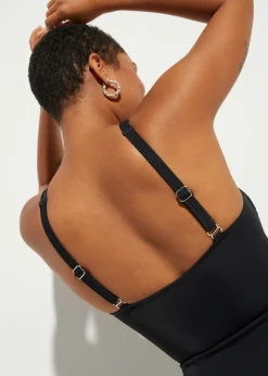 Mujer bonprix bonprix Traje de baño con efecto moldeador medio y malla transparente