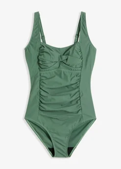 bonprix bonprix Vestidos Moldeadores|Bañadores>Traje de baño con efecto moldeador medio y aspecto cruzado Verde oliva
