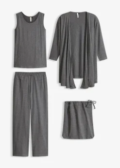 bonprix bonprix Homewear|Ropa Deportiva>Traje para estar por casa (3 piezas) con viscosa Gris jaspeado