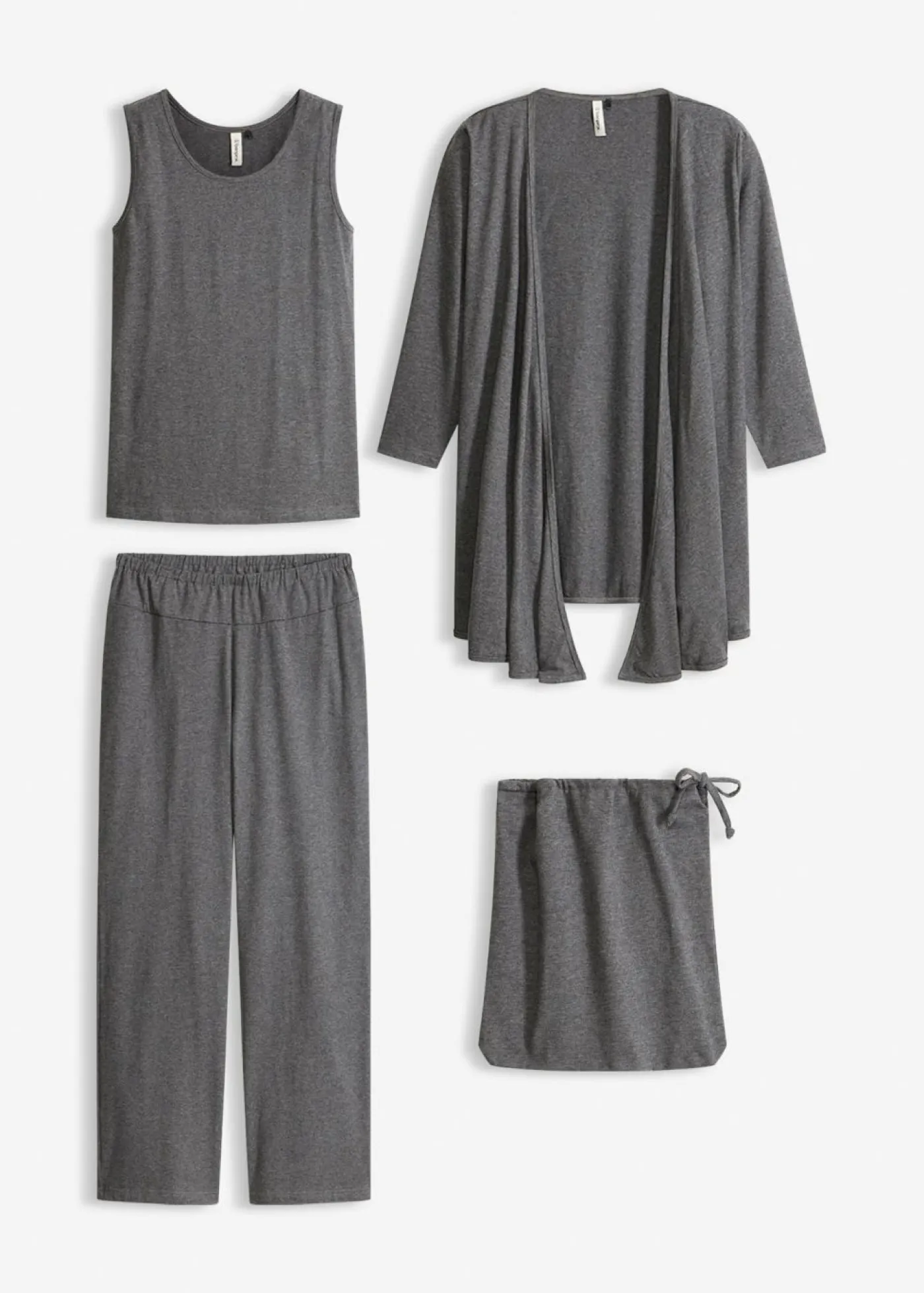 bonprix bonprix Homewear|Ropa Deportiva>Traje para estar por casa (3 piezas) con viscosa Gris jaspeado