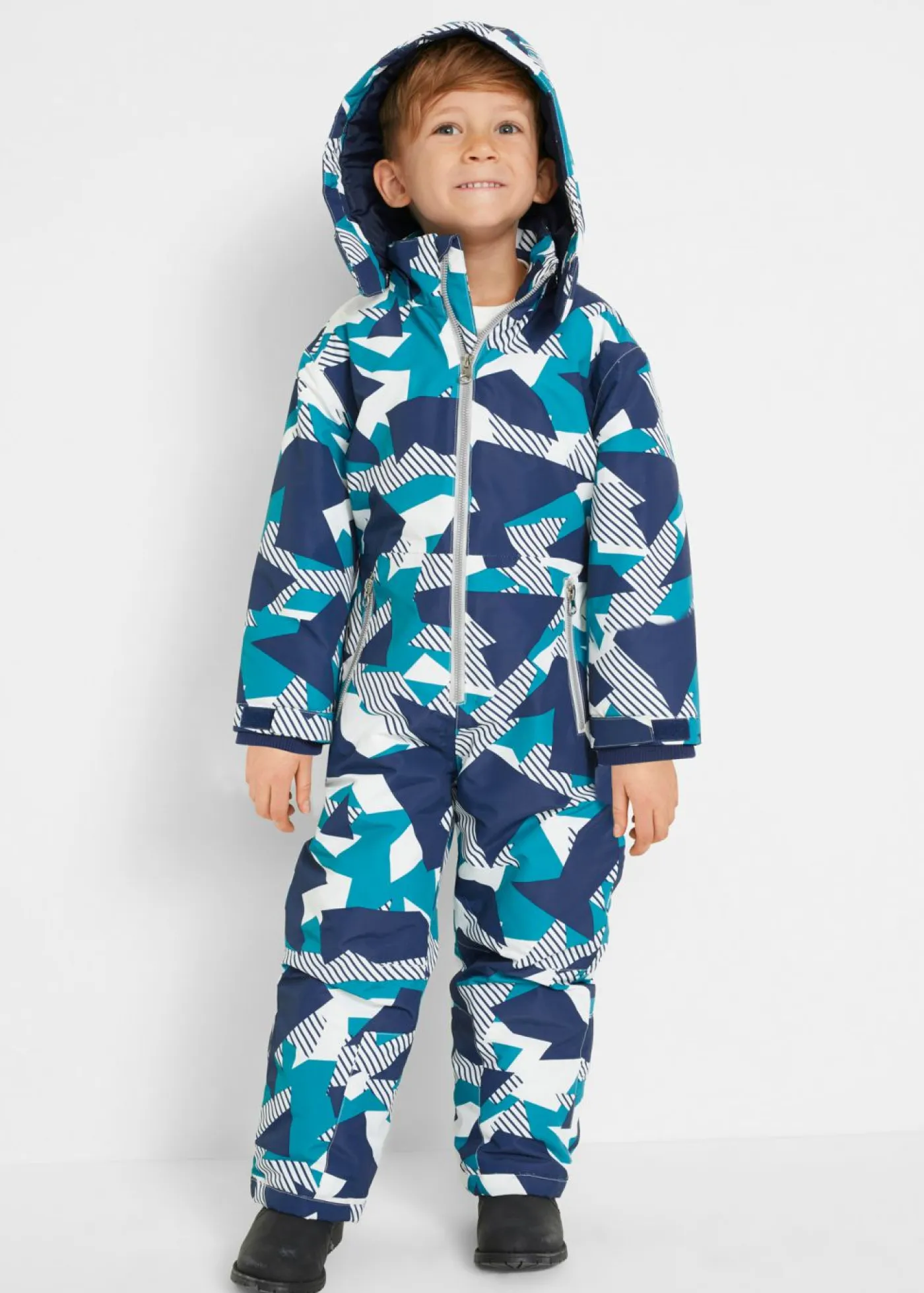 bonprix bonprix Ropa 2 A 9 Años·Vaqueros Y Pantalones|Ropa 2 A 9 Años·Prendas Exteriores Y Outdoor>Traje para la nieve impermeable con forro cálido y capucha desmontable turquesa oscuro/azul marino/blanco