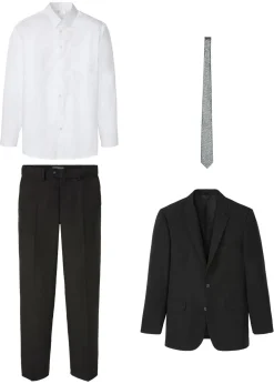 bonprix bonprix Trajes>Traje (4 piezas) con camisa y corbata, regular fit Negro
