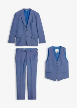 bonprix bonprix Trajes>Traje (3 piezas) con chaleco, regular fit azul moteado