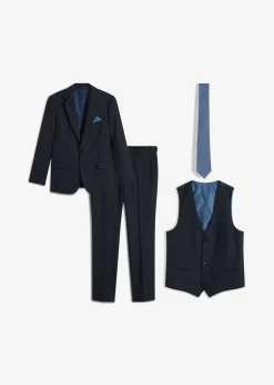 Hombre bonprix bonprix Traje (4 piezas) con chaleco y corbata, slim fit