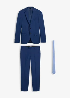 bonprix bonprix Trajes>Traje (3 piezas) con corbata, slim fit Azul