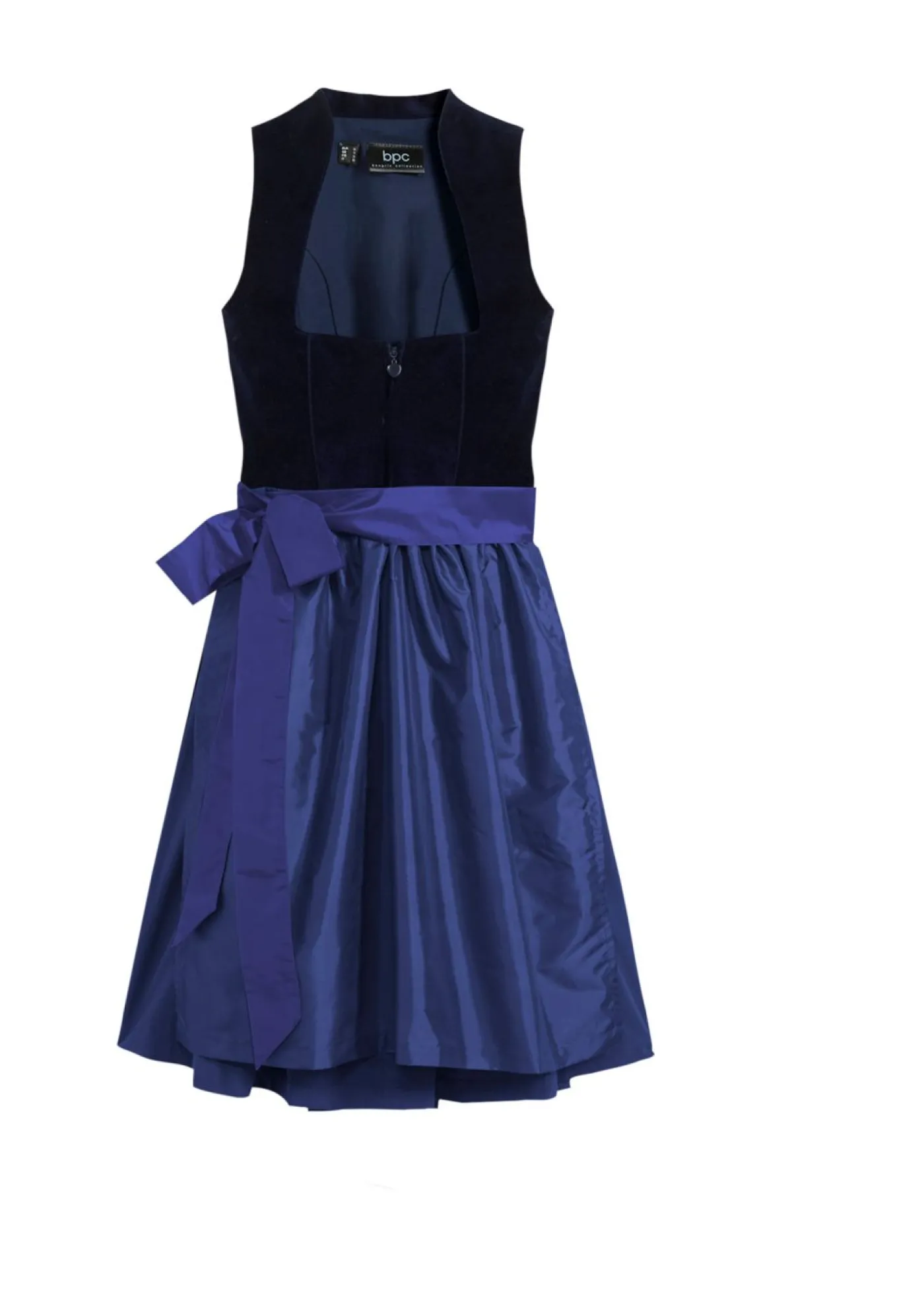 bonprix bonprix Vestidos>Traje tirolés con corpiño de terciopelo y delantal de satén (2 piezas) Azul marino/azul oxford