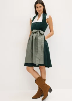 Mujer bonprix bonprix Traje tirolés con corpiño de terciopelo y delantal de satén (2 piezas)