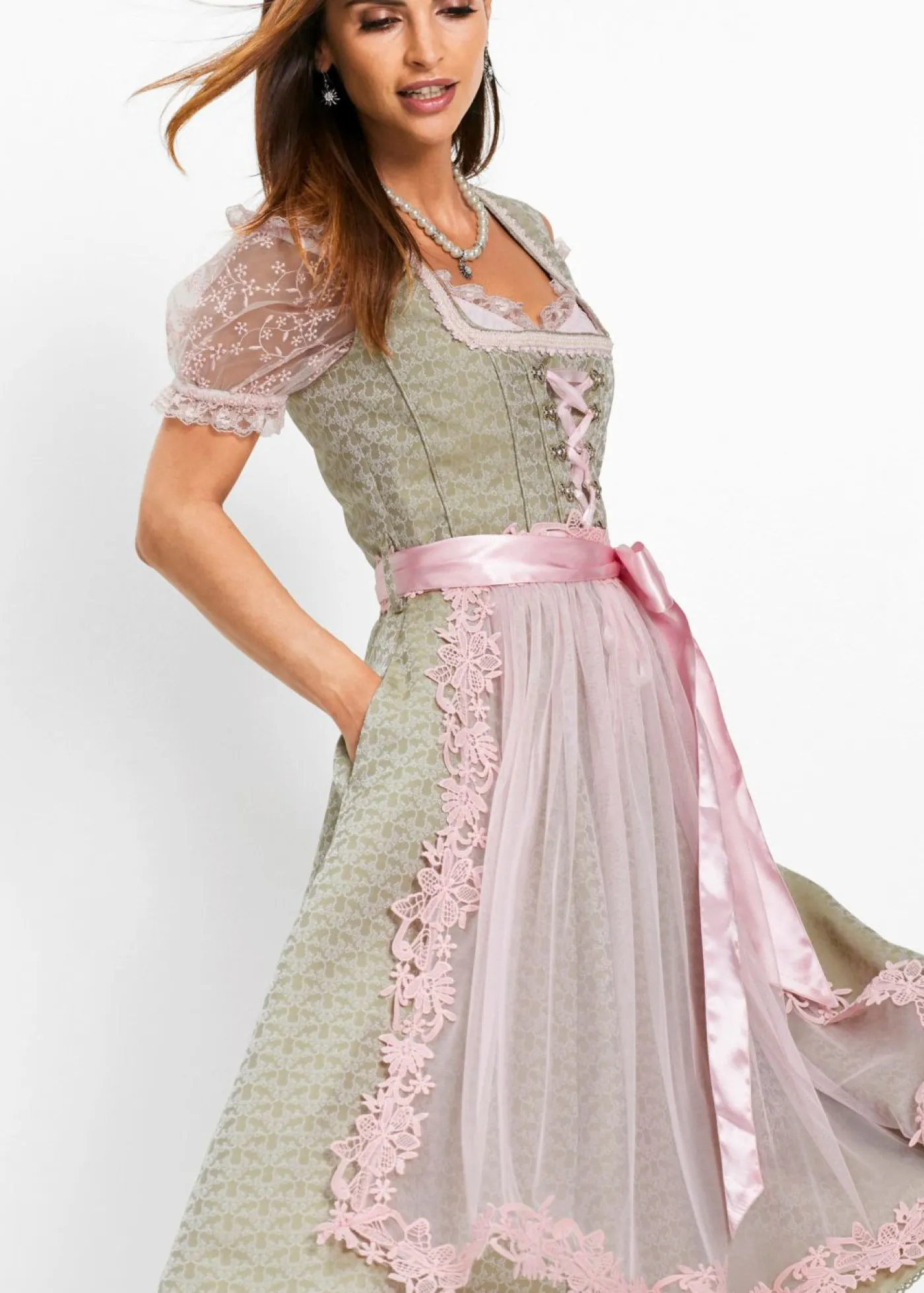 Mujer bonprix bonprix Traje tirolés con perlas (2 piezas)