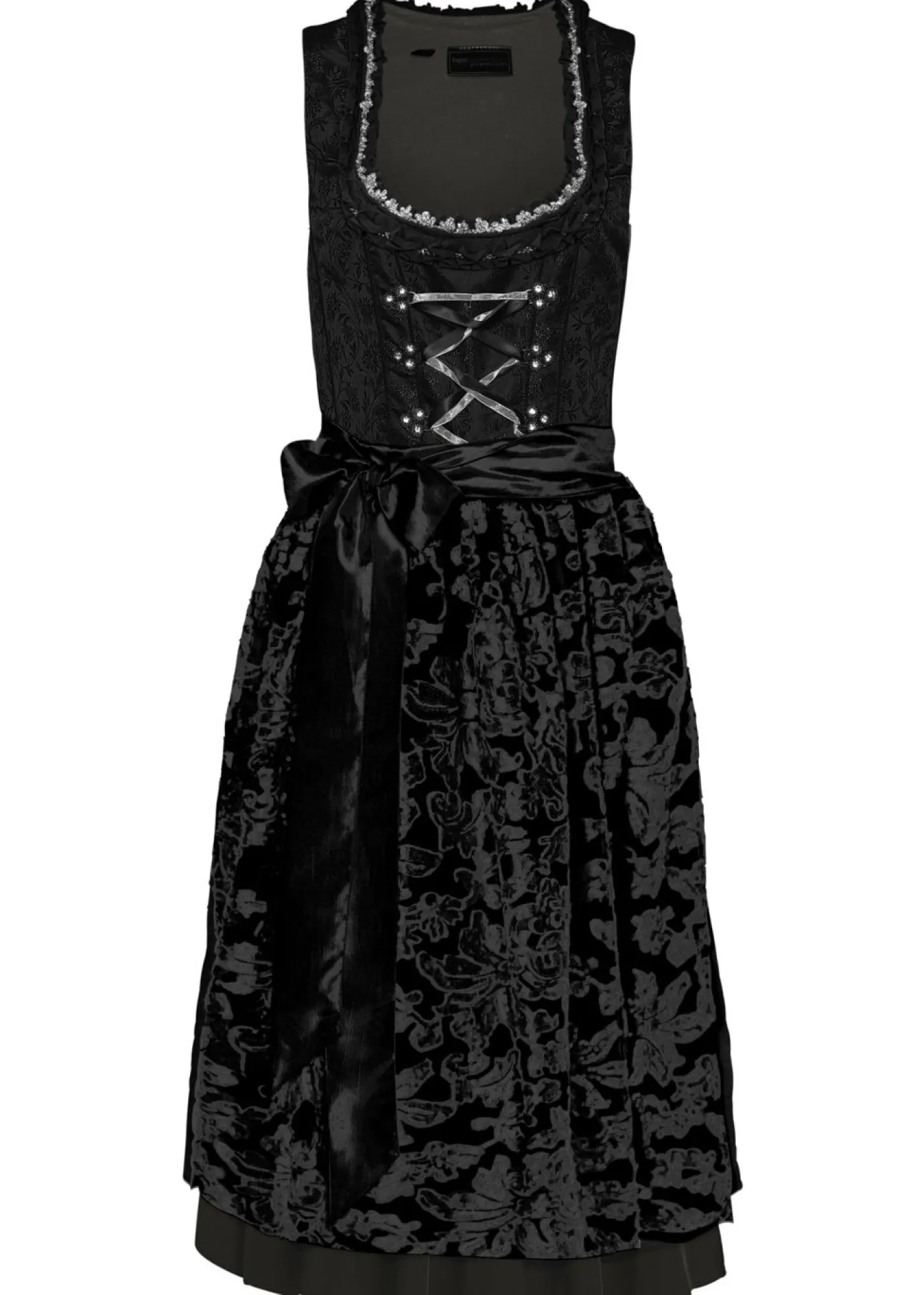 bonprix bonprix Vestidos>Traje tirolés y delantal (2 piezas) Negro estampado
