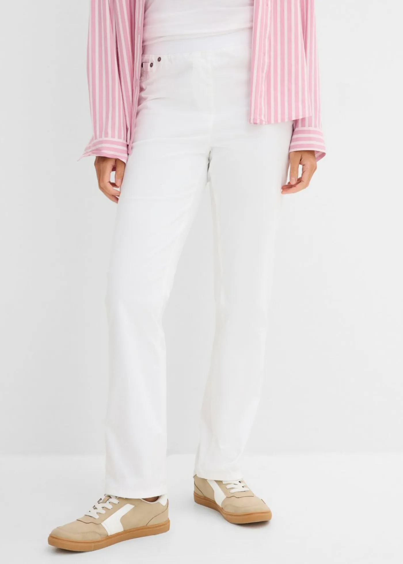 bonprix bonprix Pantalones>Treggings de sarga de mezcla de algodón elástica Blanco