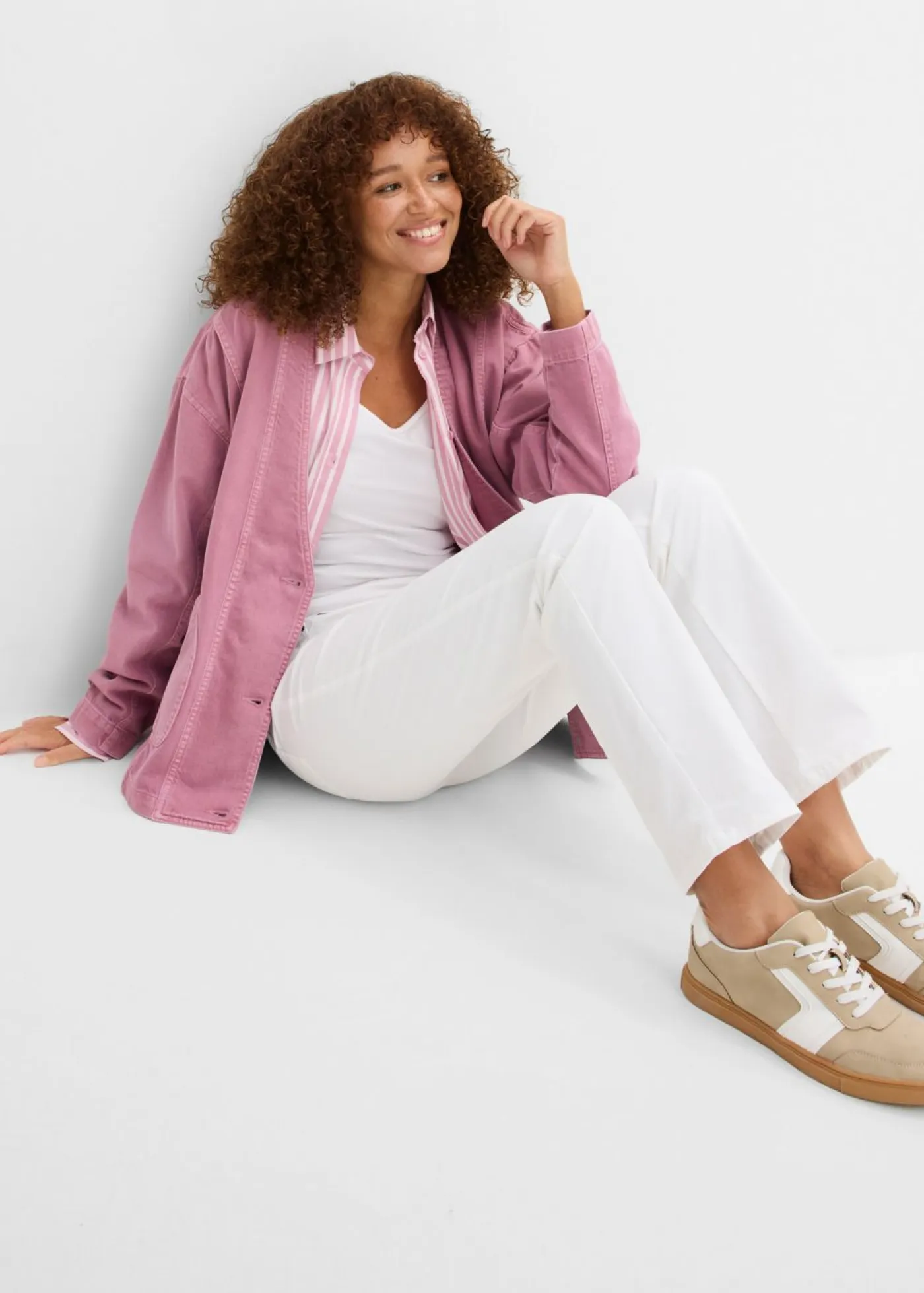 bonprix bonprix Pantalones>Treggings de sarga de mezcla de algodón elástica Blanco