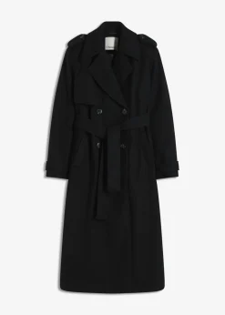 bonprix bonprix Chaquetas Y Abrigos>Trenca con aspecto de lana Negro