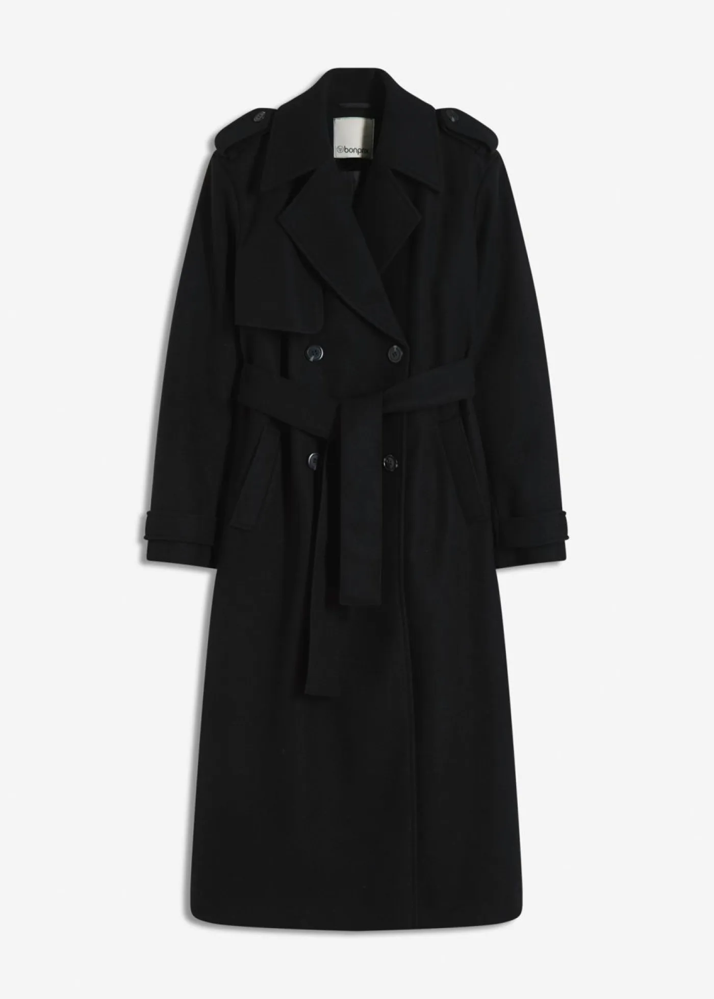 bonprix bonprix Chaquetas Y Abrigos>Trenca con aspecto de lana Negro