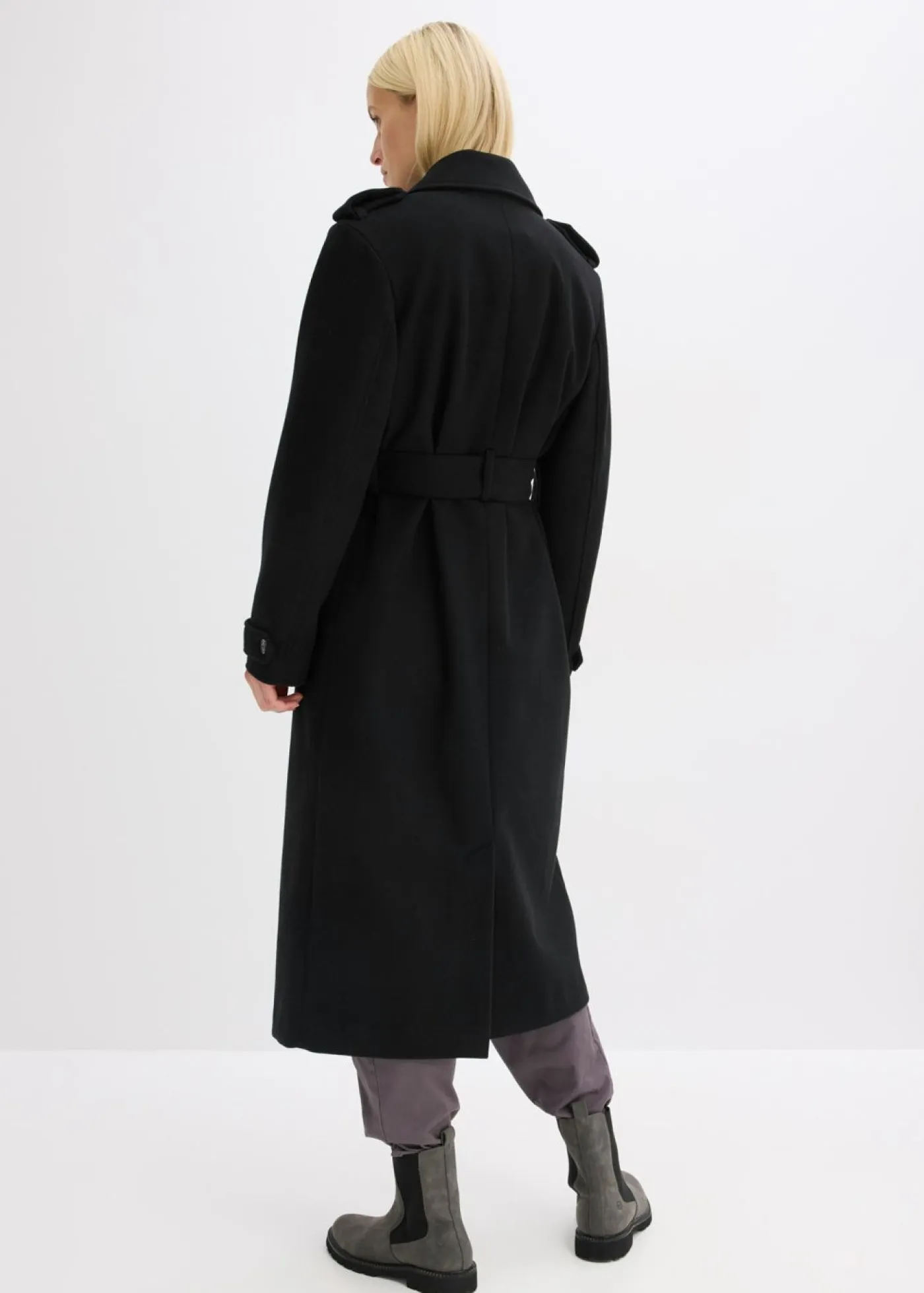 bonprix bonprix Chaquetas Y Abrigos>Trenca con aspecto de lana Negro