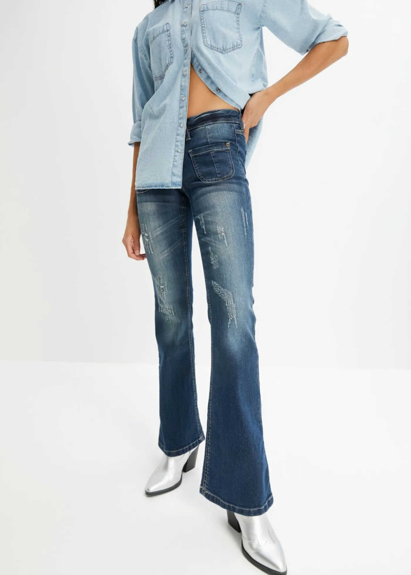 bonprix bonprix Vaqueros>Vaquero bootcut con efecto descolorido azul noche denim