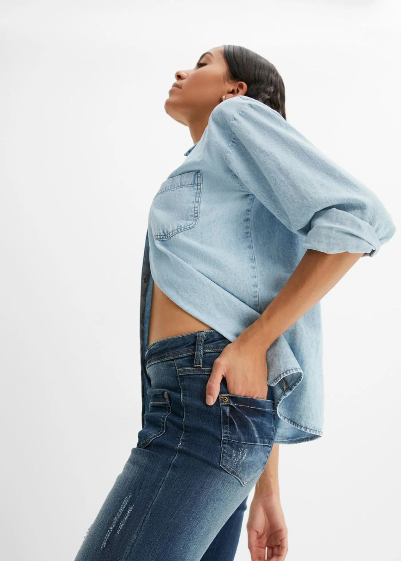 bonprix bonprix Vaqueros>Vaquero bootcut con efecto descolorido azul noche denim