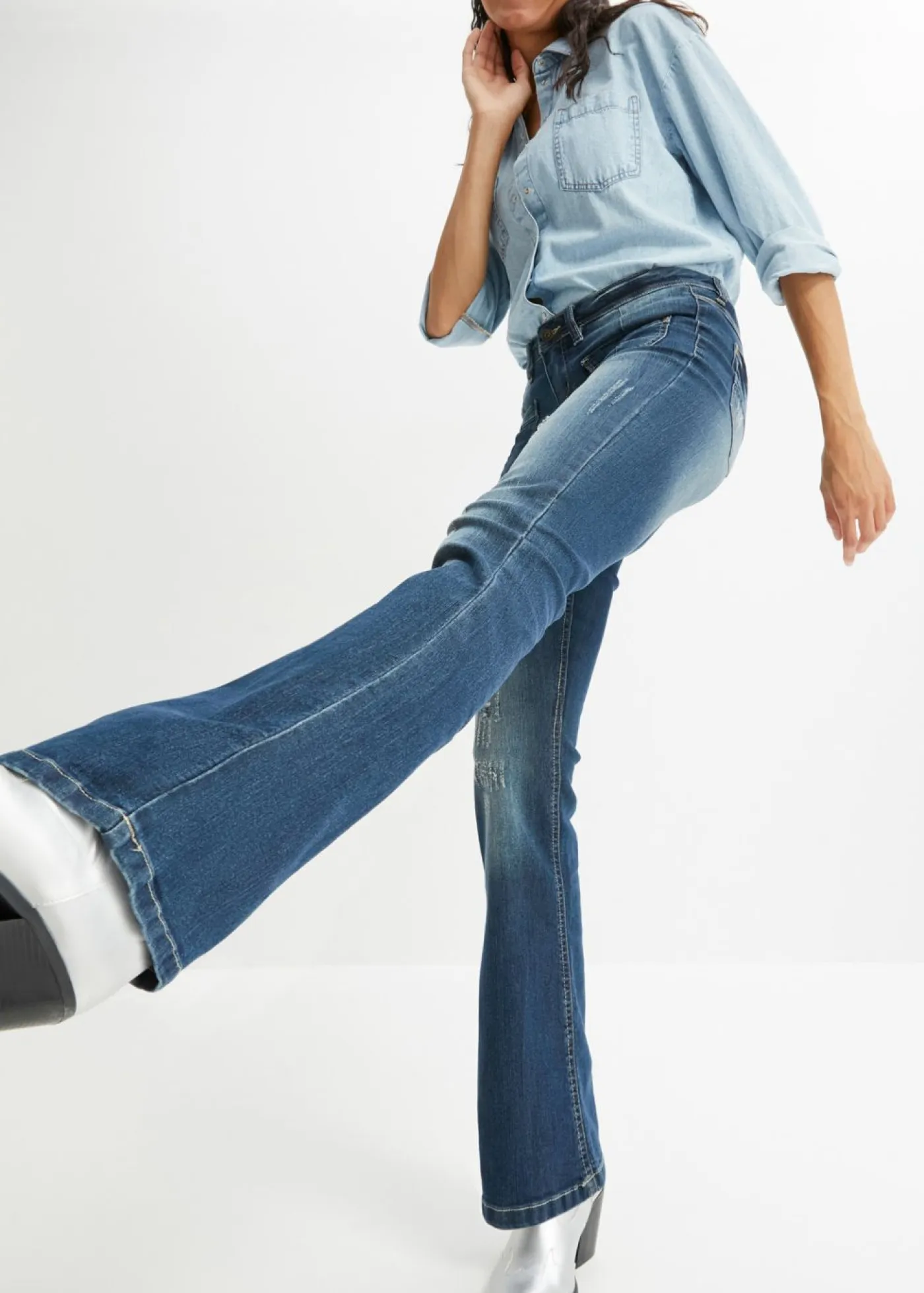bonprix bonprix Vaqueros>Vaquero bootcut con efecto descolorido azul noche denim