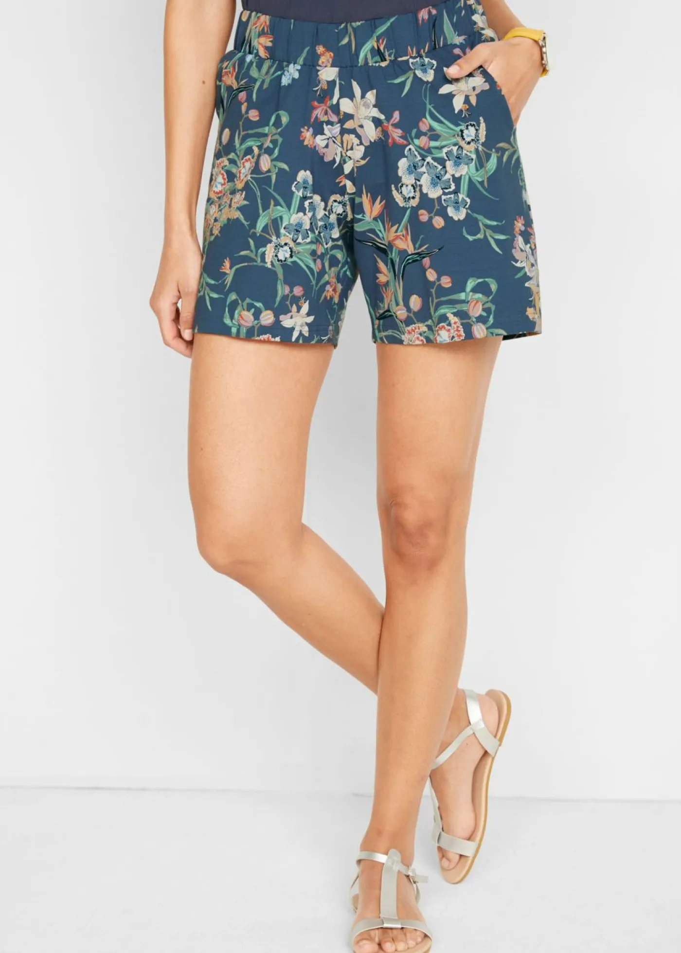 bonprix bonprix Shorts|Pantalones>Vaquero corto de mezcla de algodón elástico (2 unidades) Índigo/índigo estampado