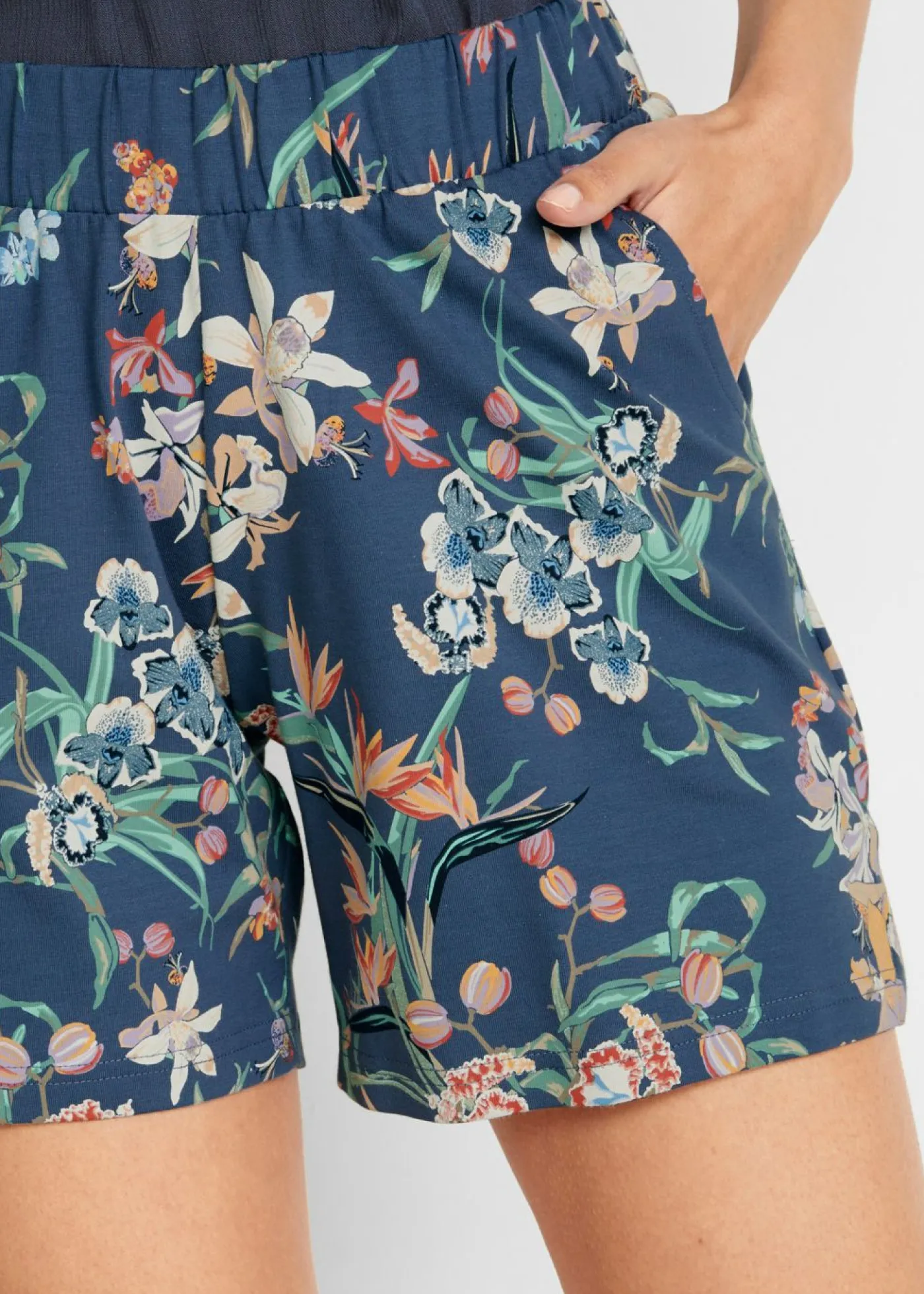 bonprix bonprix Shorts|Pantalones>Vaquero corto de mezcla de algodón elástico (2 unidades) Índigo/índigo estampado