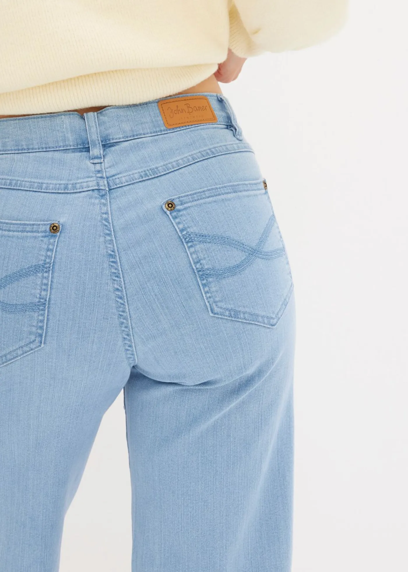 Mujer bonprix bonprix Vaquero de pernera ancha, mid waist, elástico