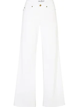 bonprix bonprix Vaqueros>Vaquero de pernera ancha, mid waist, elástico Denim blanco