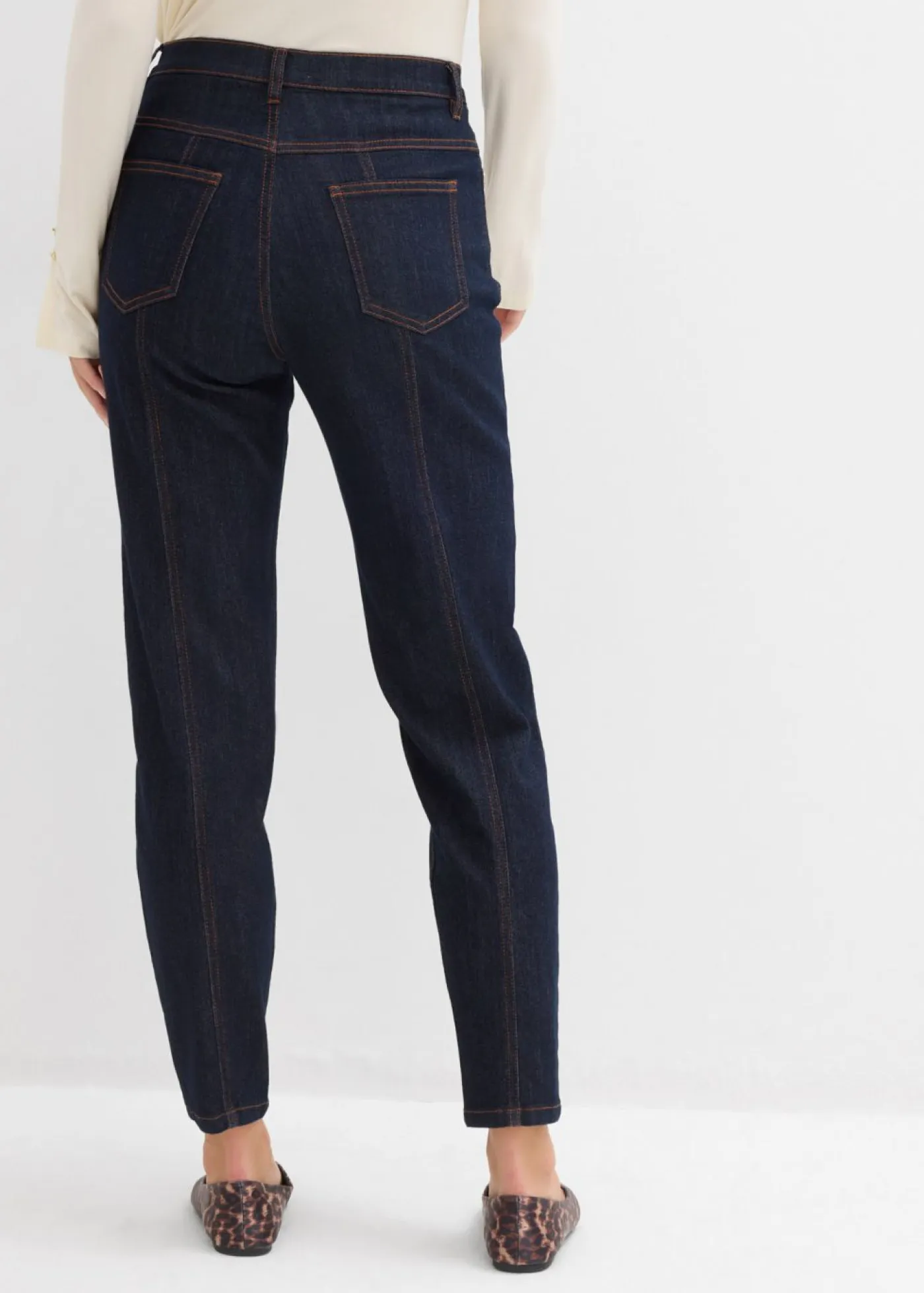 bonprix bonprix Vaqueros>Vaquero mom, high waist, elásticos Azul oscuro denim