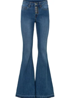 bonprix bonprix Vaqueros|Tallas Pequeñas>Vaqueros acampanados con dobladillo abierto Azul piedra