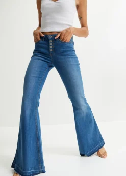 bonprix bonprix Vaqueros|Tallas Pequeñas>Vaqueros acampanados con dobladillo abierto Azul piedra