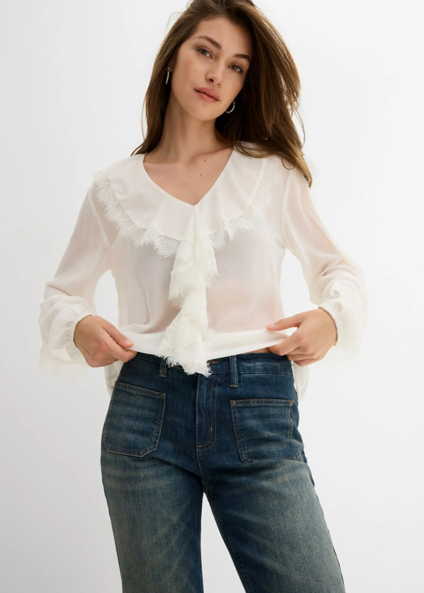 bonprix bonprix Vaqueros>Vaqueros acampanados de talle medio Azul oscuro denim