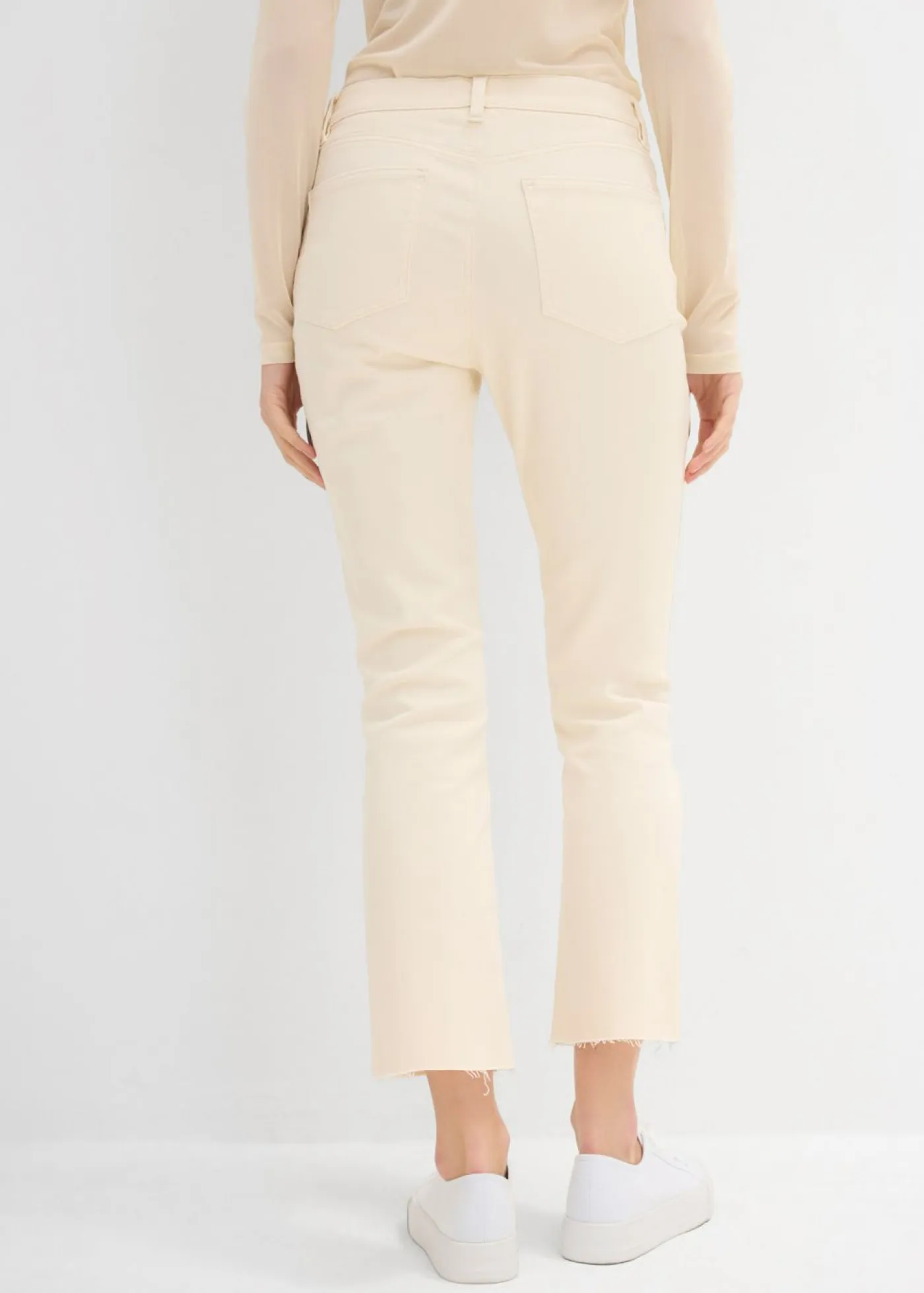 bonprix bonprix Vaqueros>Vaqueros acampanados, high waist, cropped Beige natural