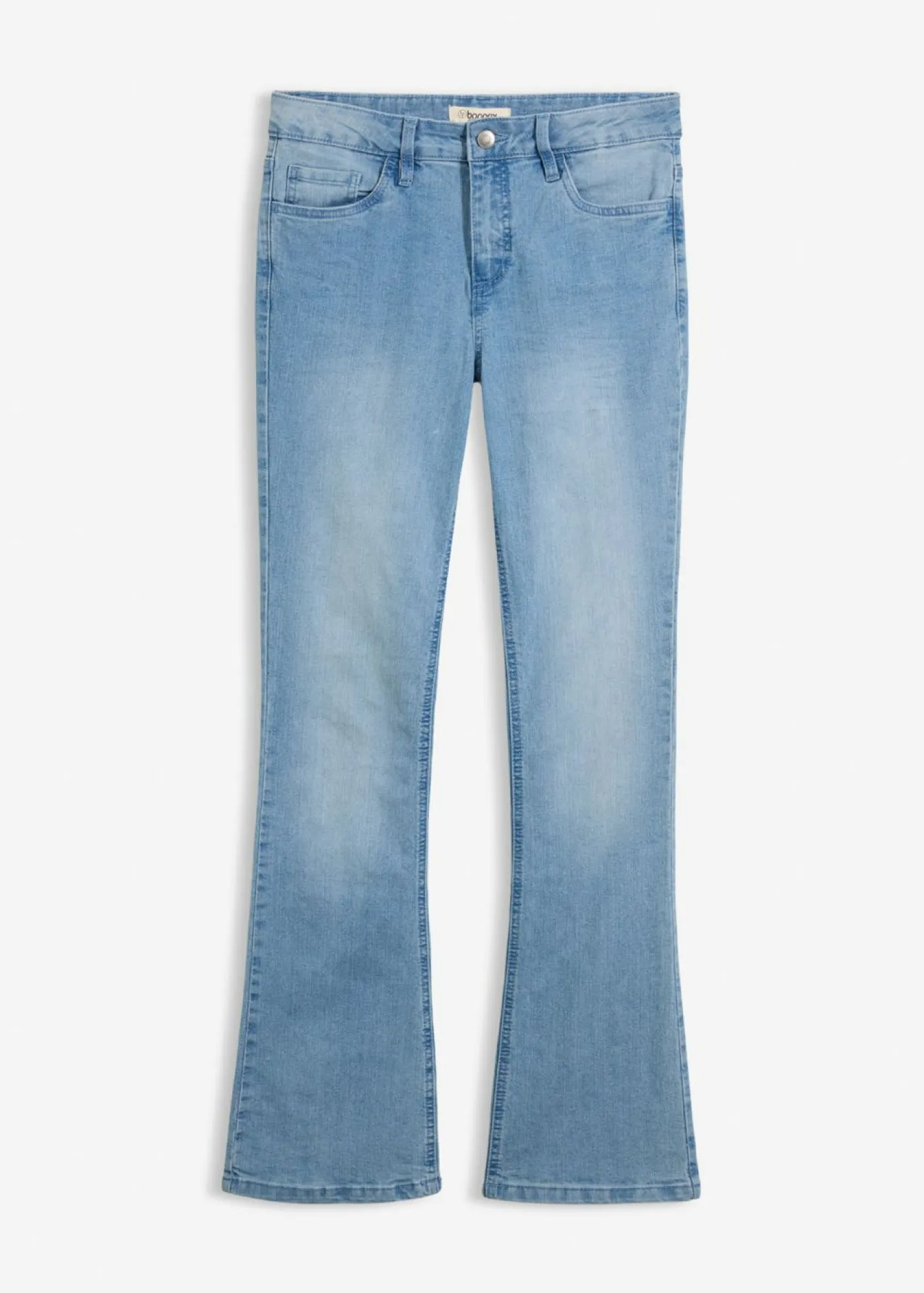 bonprix bonprix Vaqueros|Tallas Pequeñas>Vaqueros acampanados, mid waist, elásticos azul claro denim