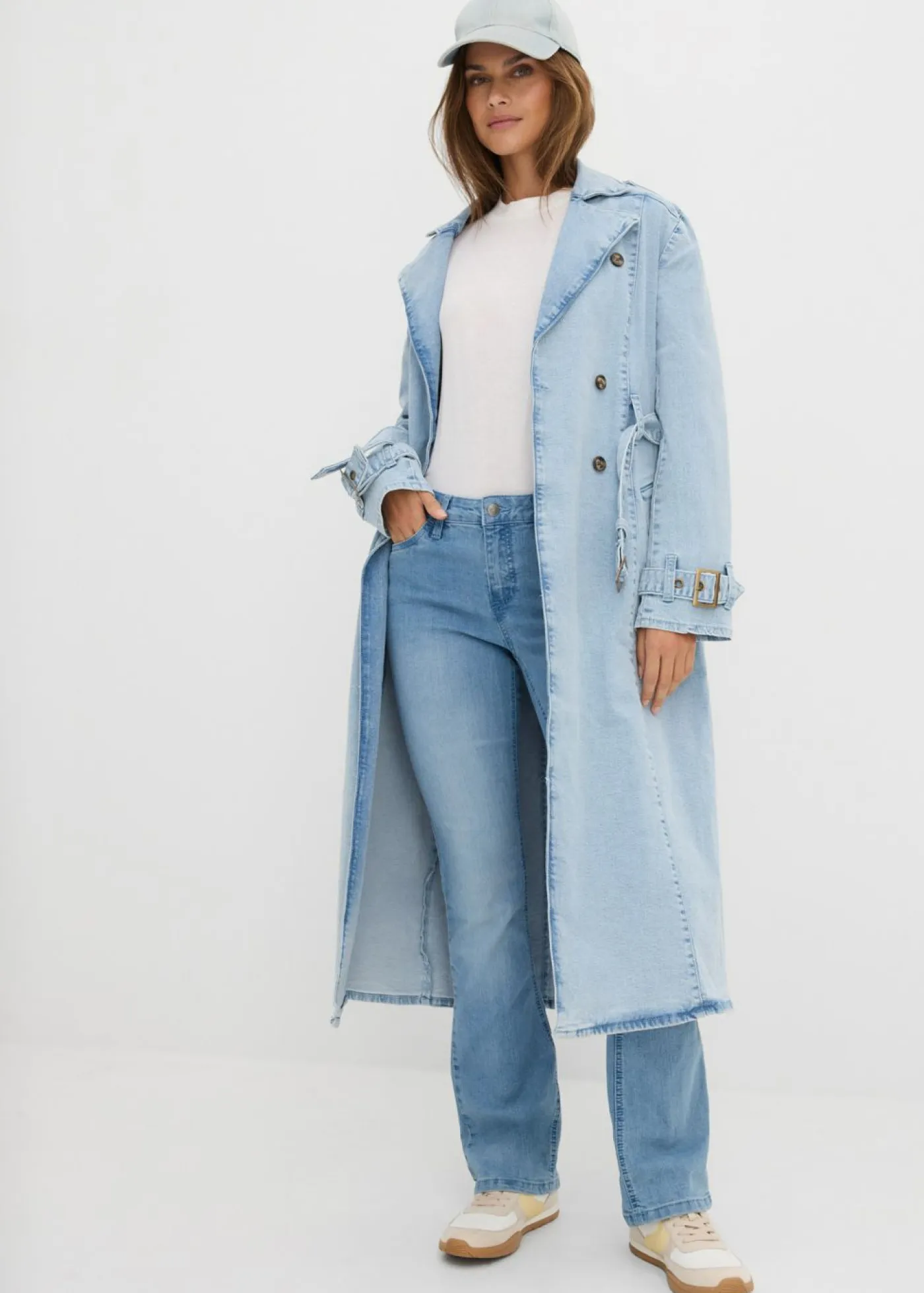 bonprix bonprix Vaqueros|Tallas Pequeñas>Vaqueros acampanados, mid waist, elásticos azul claro denim