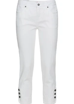bonprix bonprix Vaqueros>Vaqueros acortados de corte slim y media cintura Sarga blanca