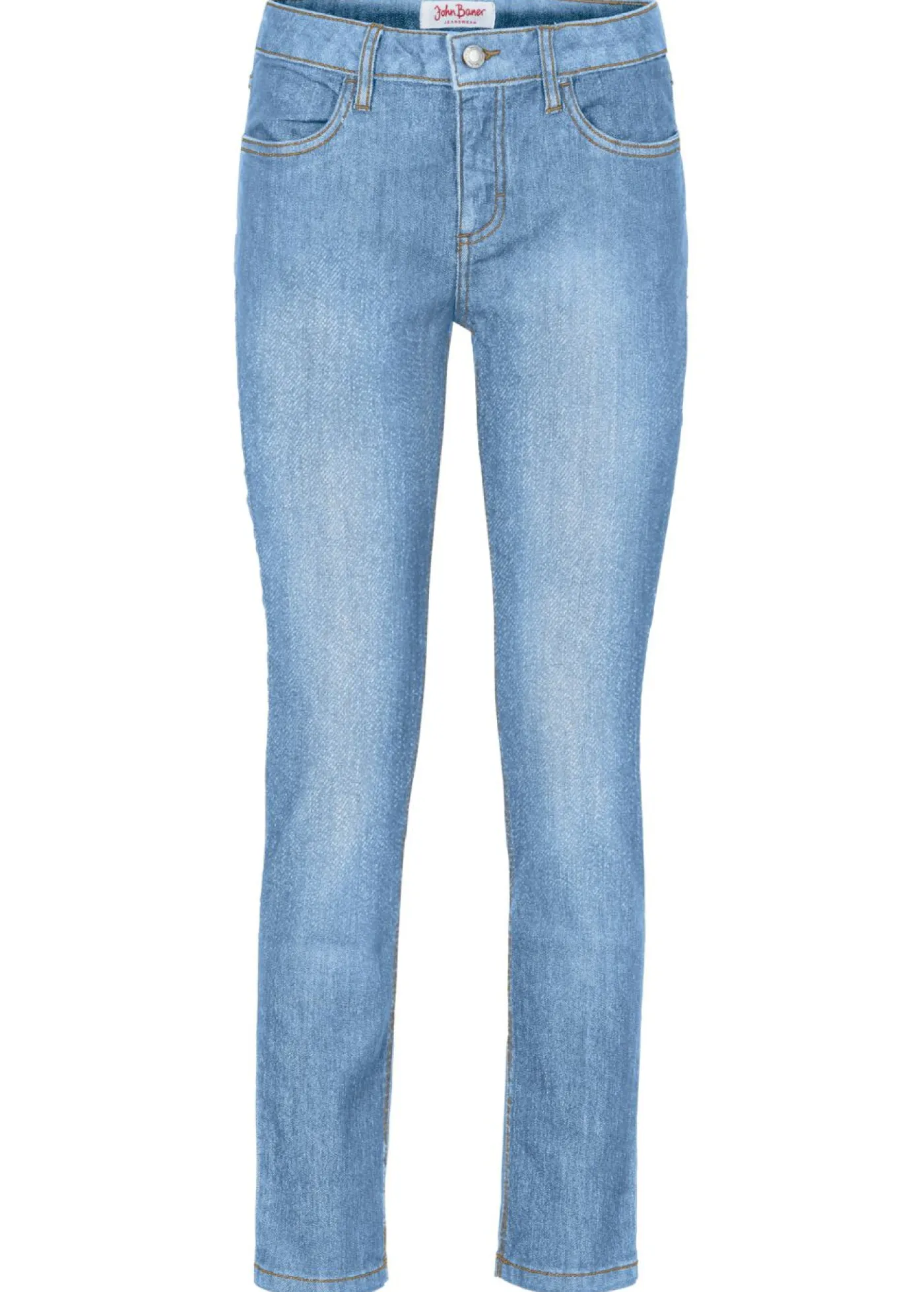 bonprix bonprix Vaqueros>Vaqueros acortados de corte slim y media cintura Denim claro desgastado
