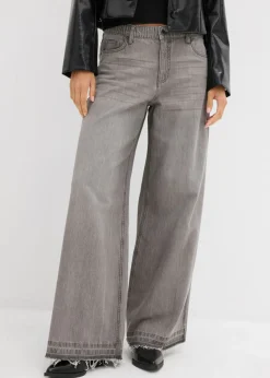 Mujer bonprix bonprix Vaqueros anchos de talle medio con cinturilla cómoda