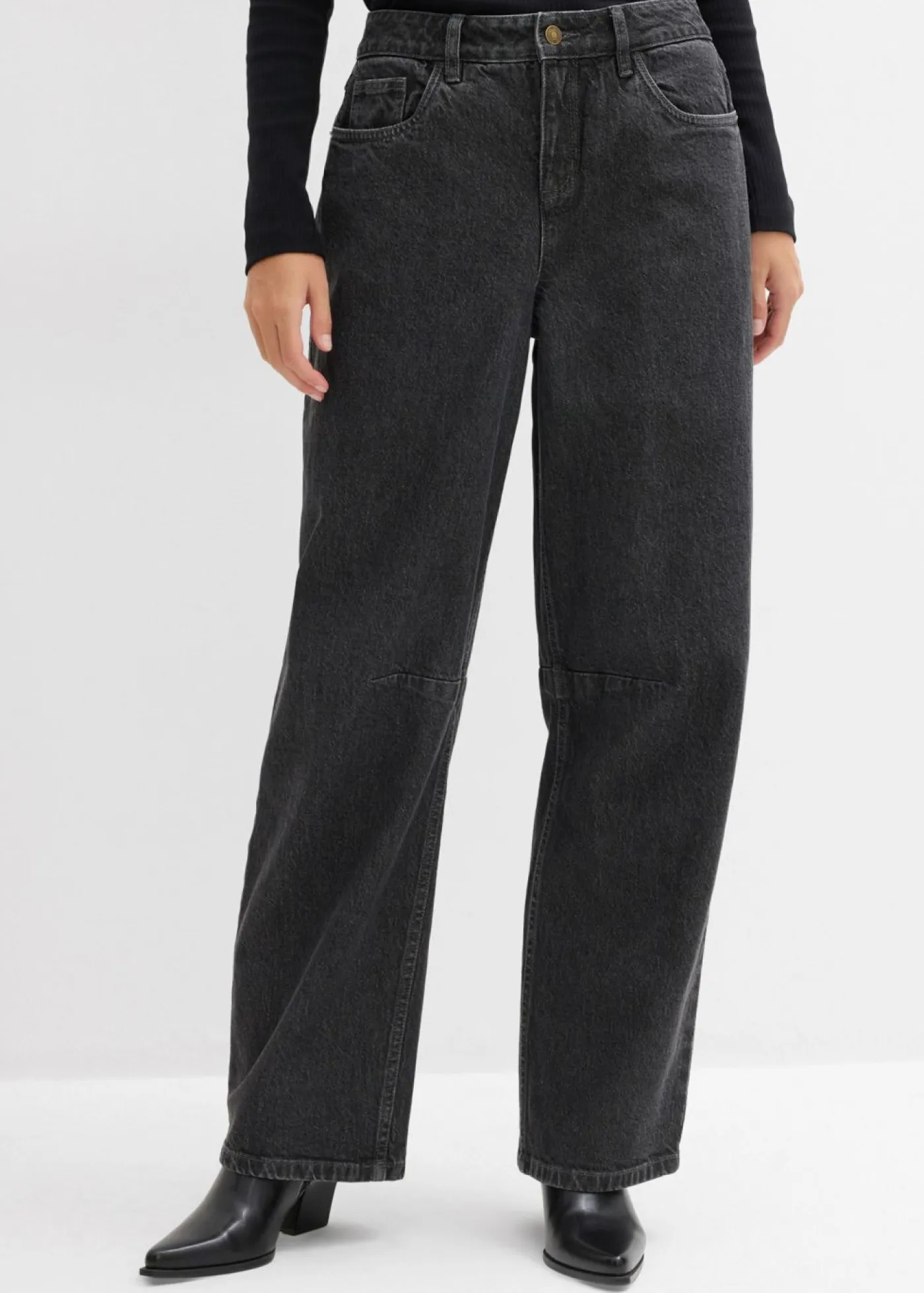 bonprix bonprix Vaqueros>Vaqueros barrel, mid waist denim gris oscuro usado