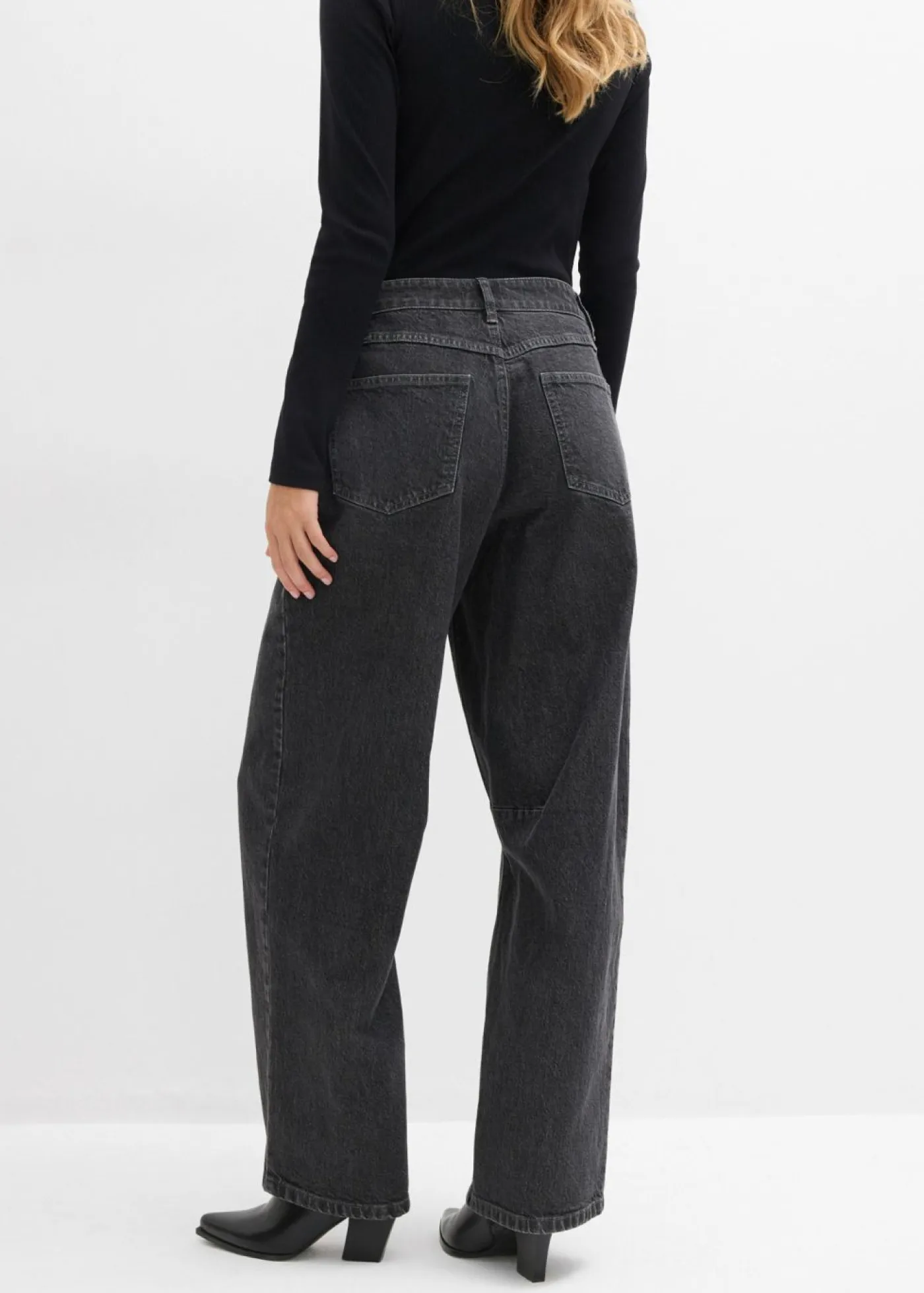 bonprix bonprix Vaqueros>Vaqueros barrel, mid waist denim gris oscuro usado