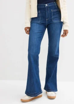 bonprix bonprix Tallas Pequeñas|Vaqueros>Vaqueros bootcut, high waist, largo completo y elásticos Azul piedra usado