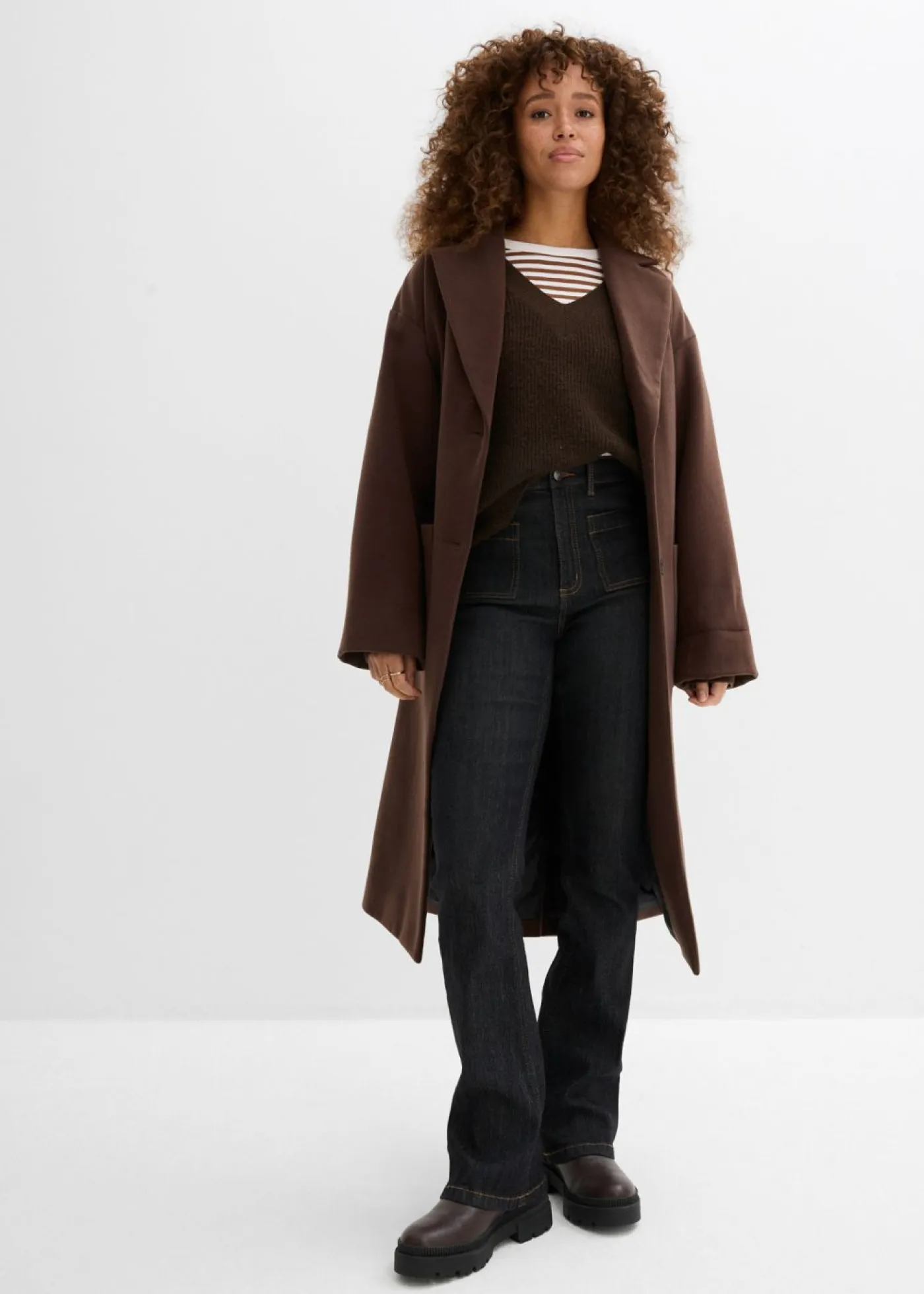 bonprix bonprix Tallas Pequeñas|Vaqueros>Vaqueros bootcut, high waist, cintura cómoda Negro denim