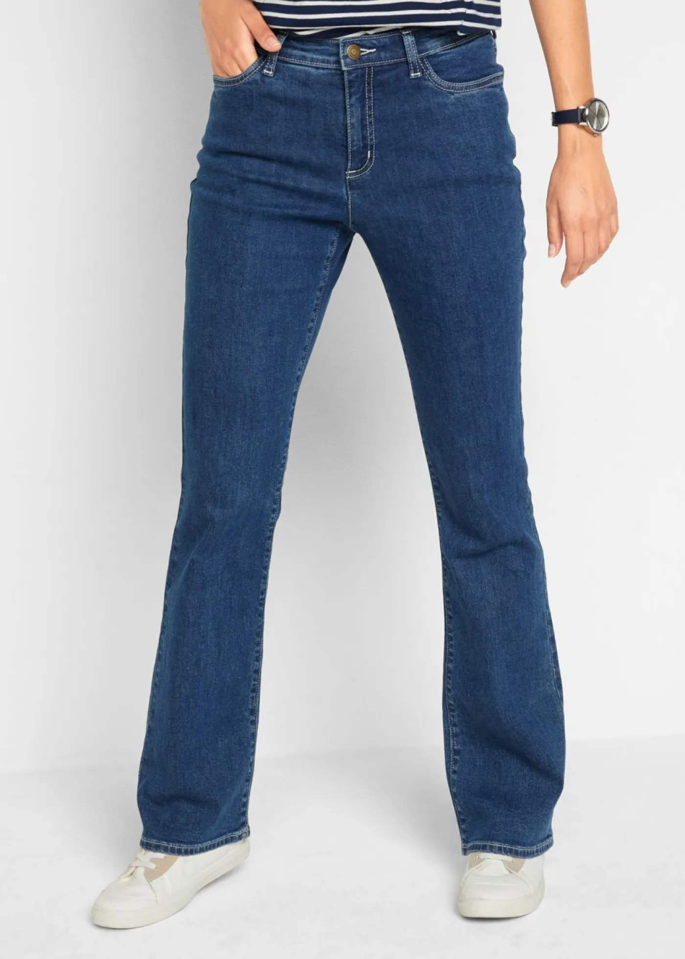 bonprix bonprix Vaqueros>Vaqueros bootcut, mid waist, de algodón orgánico Azul