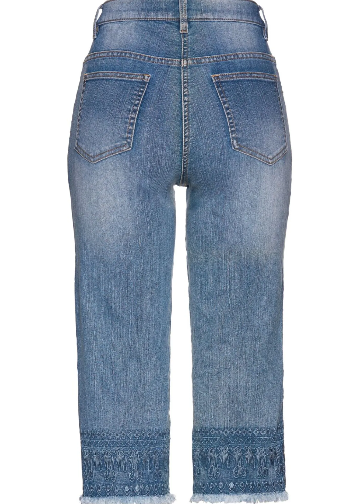 bonprix bonprix Vaqueros>Vaqueros capri con bordado azul blanqueado