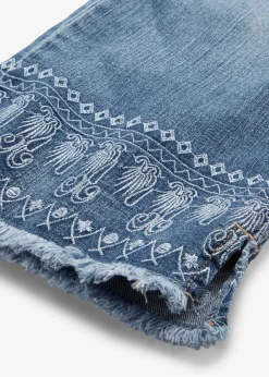 bonprix bonprix Vaqueros>Vaqueros capri con bordado azul blanqueado