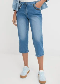 Mujer bonprix bonprix Vaqueros capri con corte ajustado y talle medio
